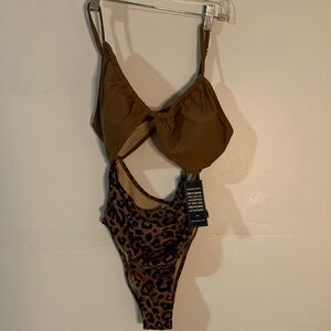 Leopard Print Brown Swimsuit